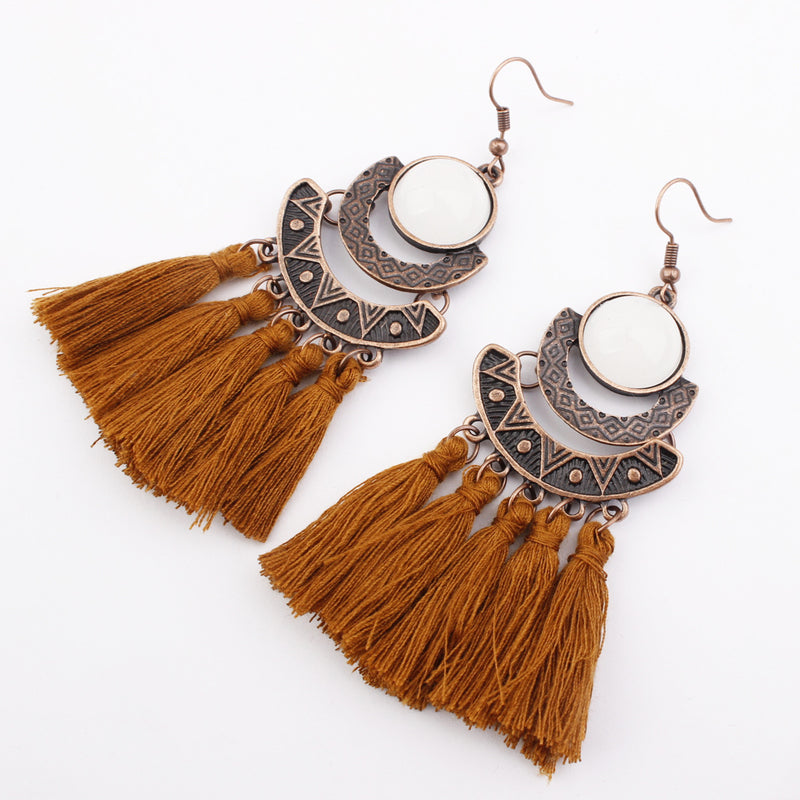 Tassel Long Earrings European And American Fashion Exaggerated Tassel Accessories