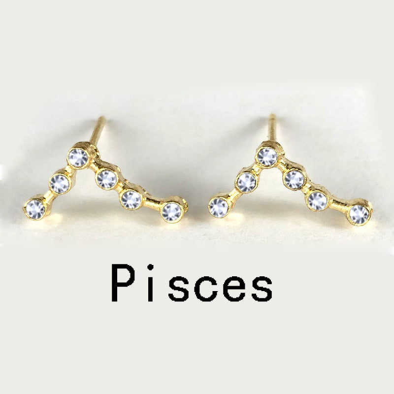 Twelve Constellation Earrings With Diamonds