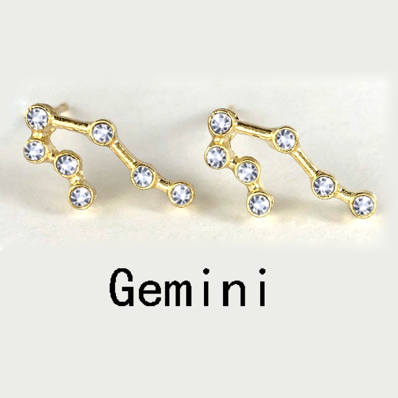 Twelve Constellation Earrings With Diamonds