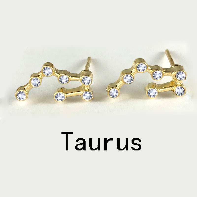 Twelve Constellation Earrings With Diamonds