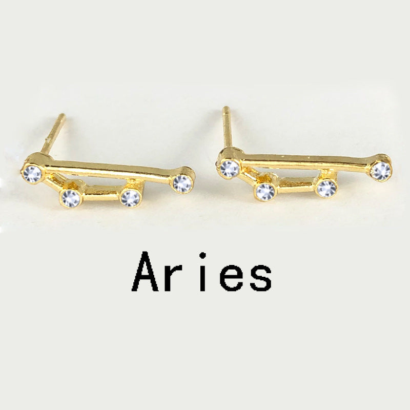 Twelve Constellation Earrings With Diamonds