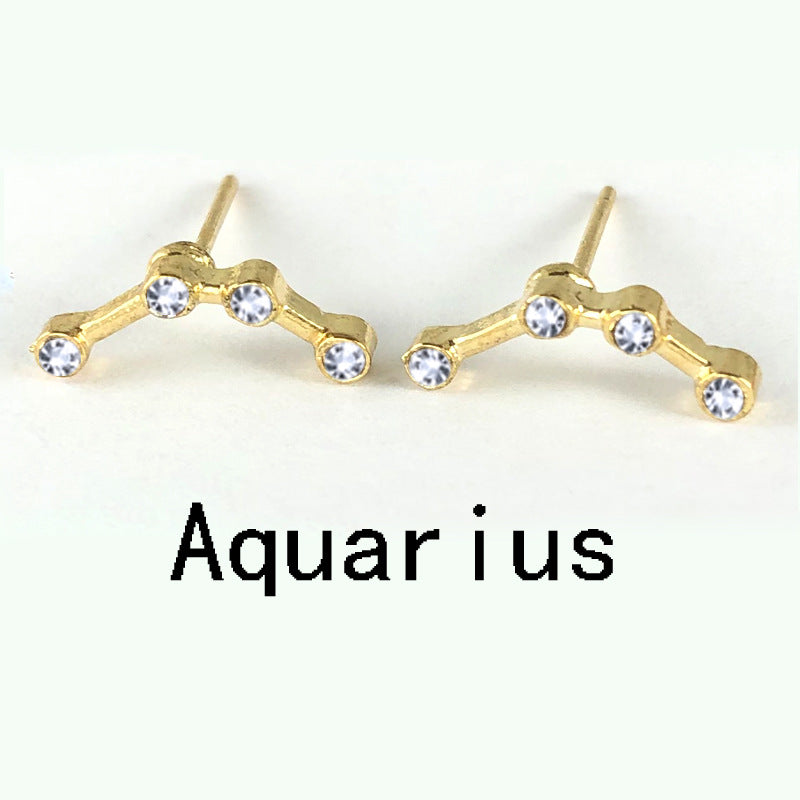 Twelve Constellation Earrings With Diamonds