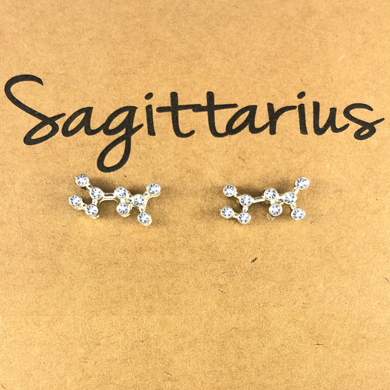 Twelve Constellation Earrings With Diamonds