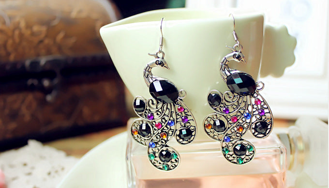 Peacock gem earrings