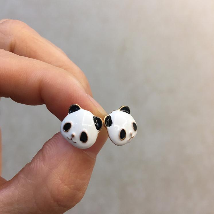 Red panda stud earrings