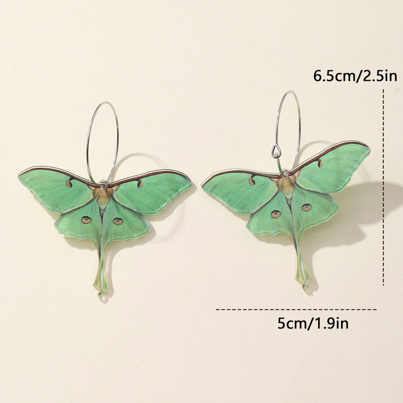 Fashion Simple Acrylic Green Butterfly Moth Earrings