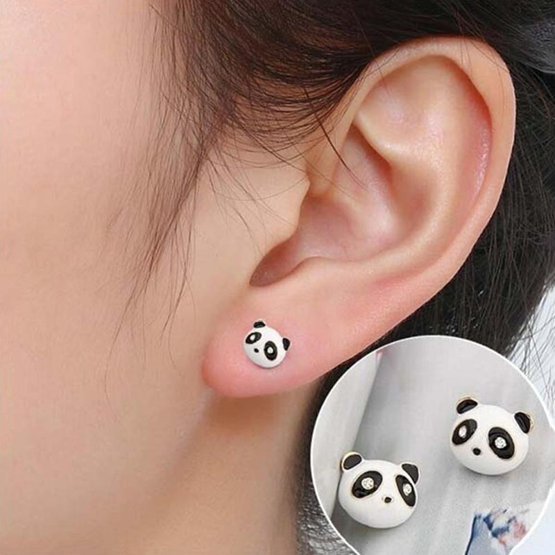 Red panda stud earrings