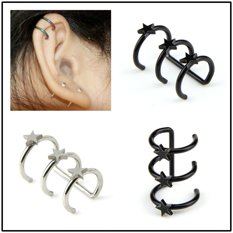 Stainless Steel Non-pierced Star Ear Clip