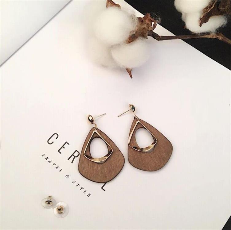 Personality Earrings Simple Wood Long Style Earrings