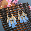 Retro Ethnic Style Long Tassel Earrings Women Leaves