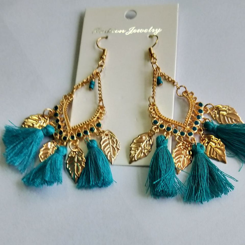 Retro Ethnic Style Long Tassel Earrings Women Leaves