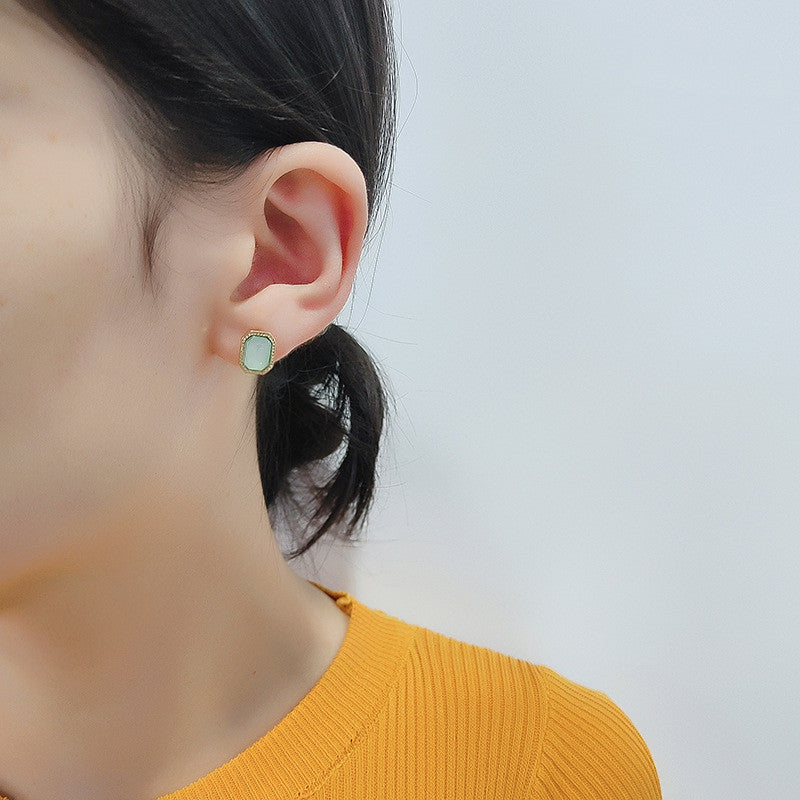 Silver Needle Retro Simple Geometric Small Stud Earrings