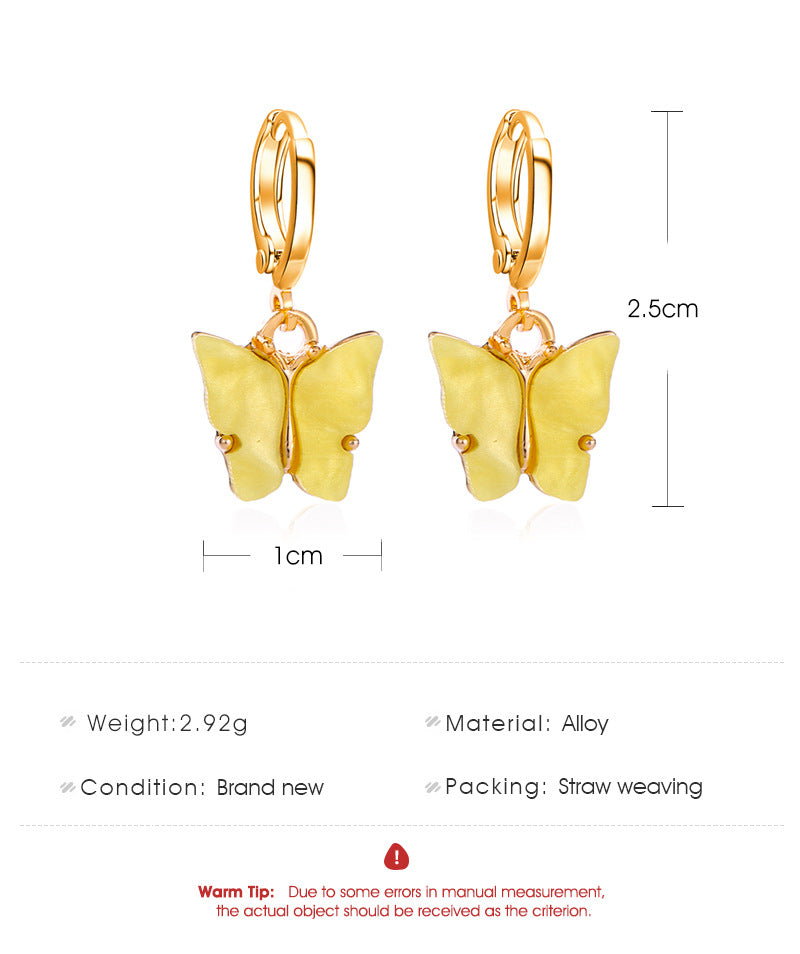 Fashion Color Acrylic Butterfly Earrings Earrings