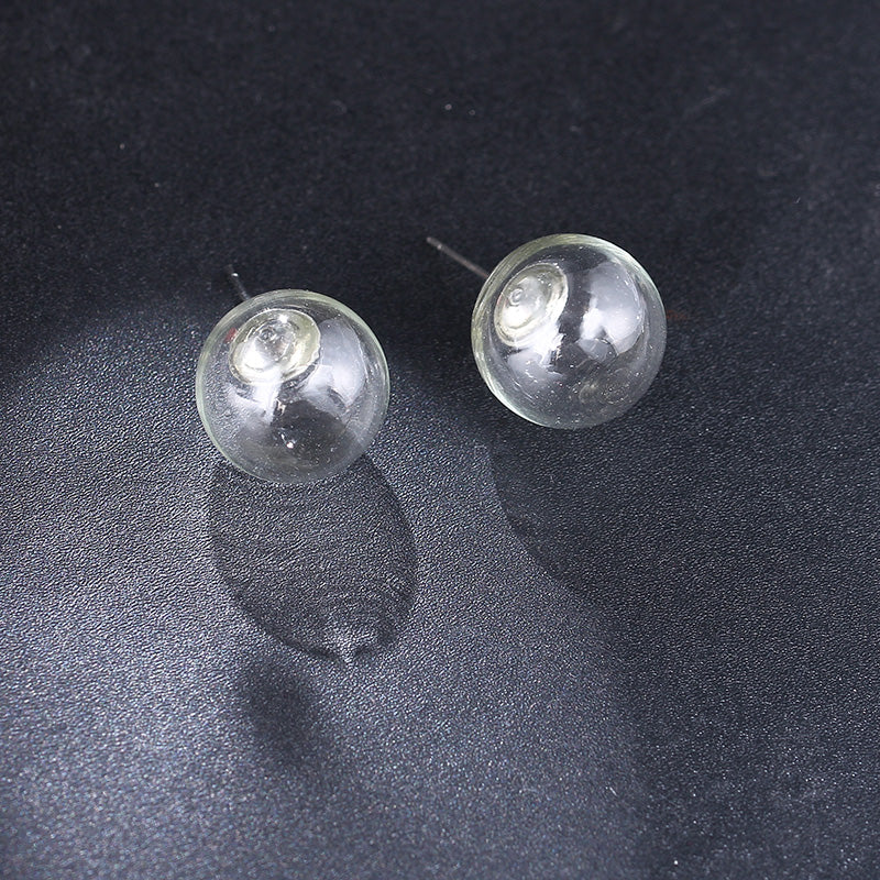 Fashionable And Generous Empty Glass Ball Original Transparent Funny Personality Earrings