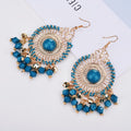 Exaggerated Disc Tassel Earrings Retro Style