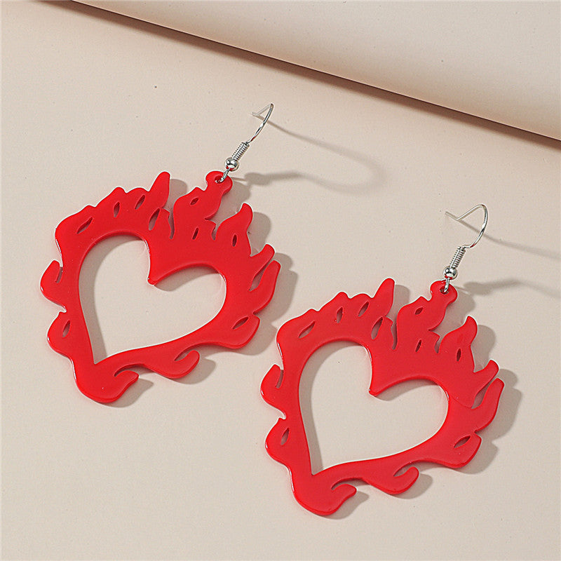 European And American Vintage Acrylic Hollow Flame Earrings