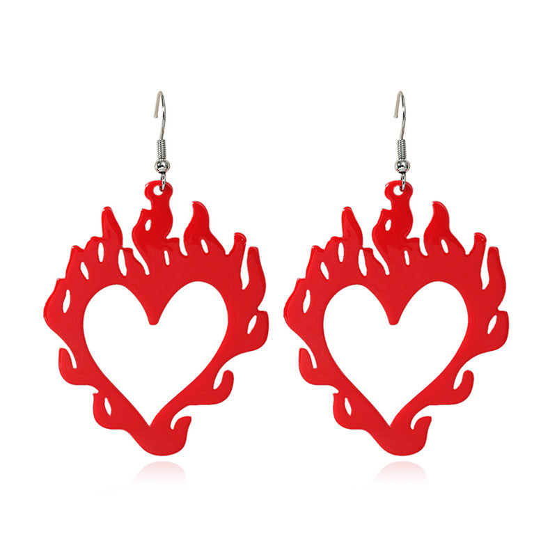 European And American Vintage Acrylic Hollow Flame Earrings