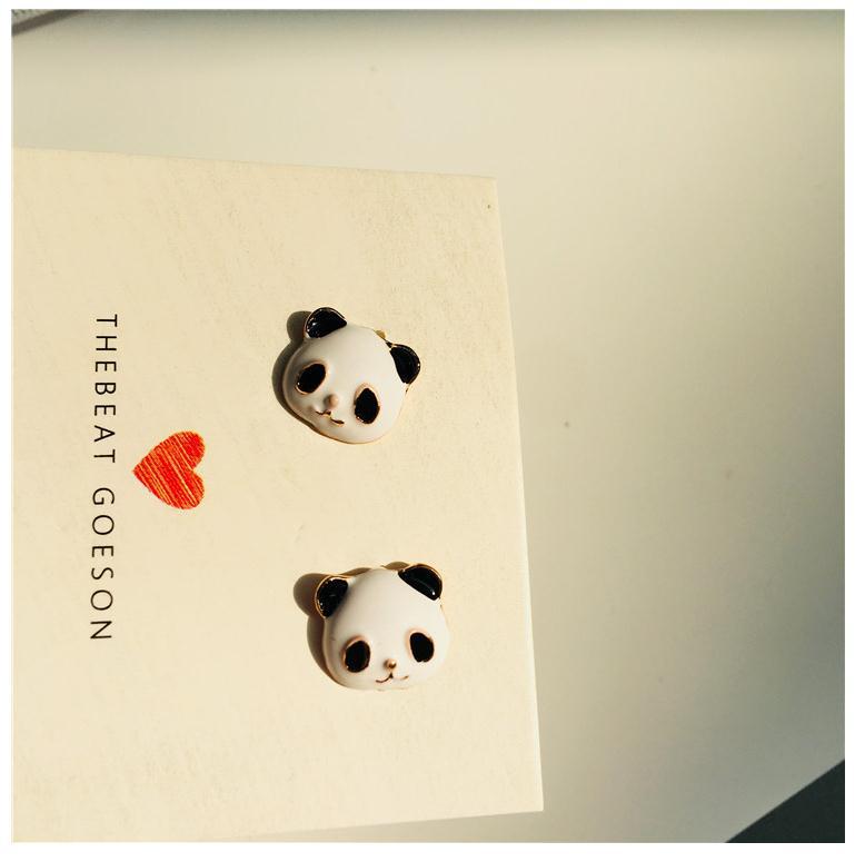 Red panda stud earrings