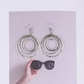 Simple Double Size Ring Earrings Retro Metal Earrings