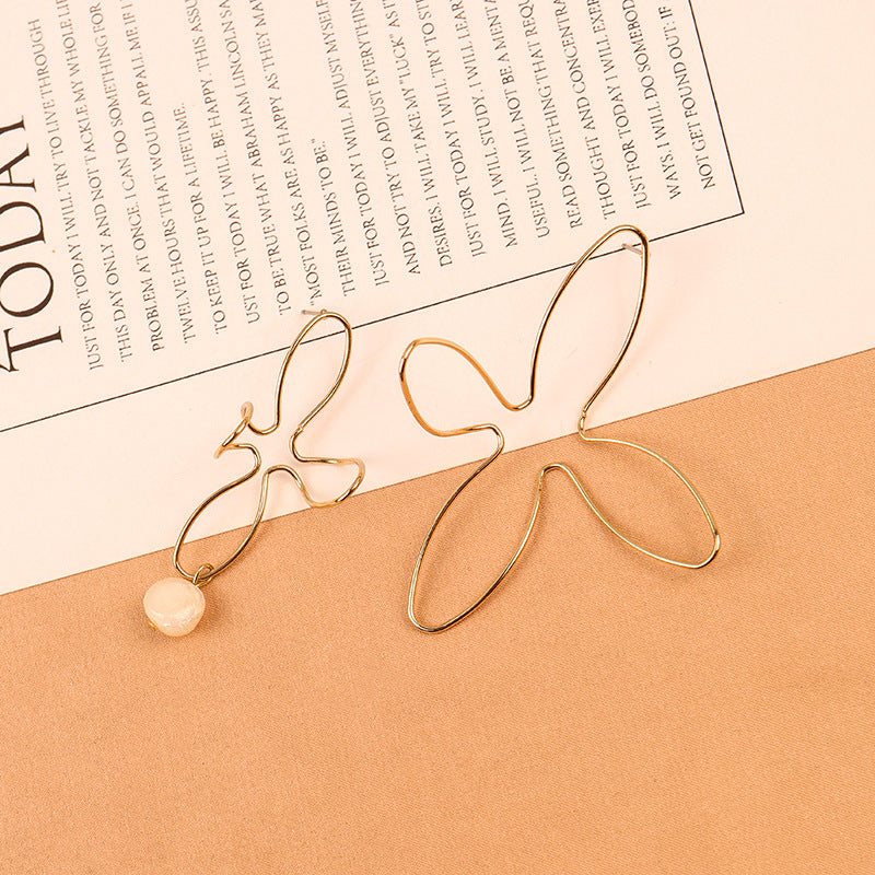 Irregular Earrings Pearl Asymmetric Exaggerated Earrings