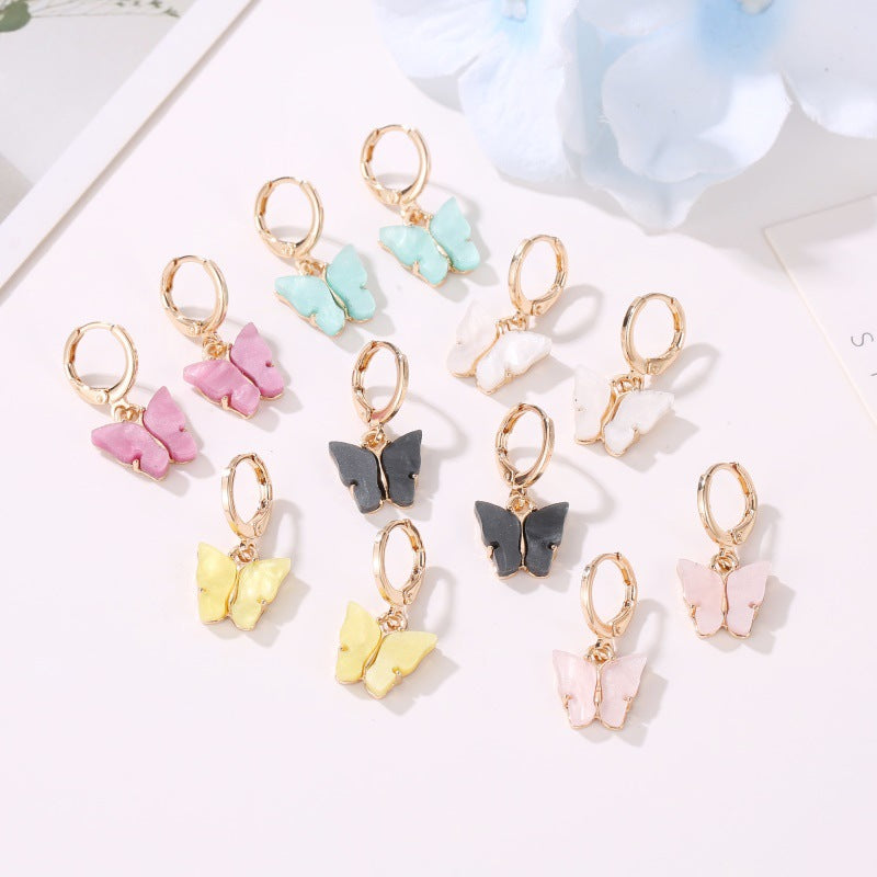 Fashion Color Acrylic Butterfly Earrings Earrings