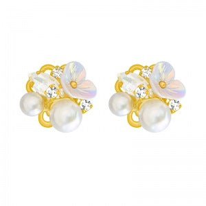 Summer Petal Pearl New Net Red Temperament Earrings