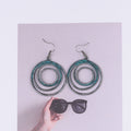 Simple Double Size Ring Earrings Retro Metal Earrings