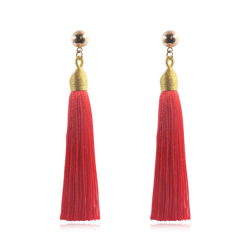 Fringed long earrings