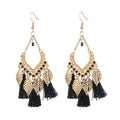 Retro Ethnic Style Long Tassel Earrings Women Leaves