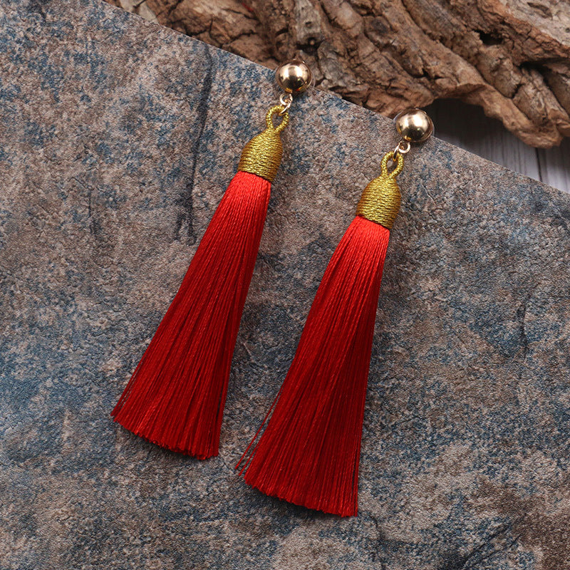 Fringed long earrings