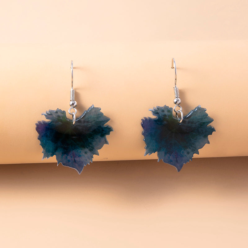 Boho Acrylic Grape Leaf Pendant Earrings For Women