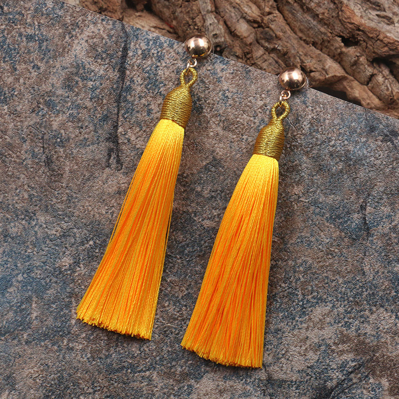 Fringed long earrings