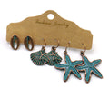 Fashion Ocean Series Starfish Shell Metal Alloy Earrings