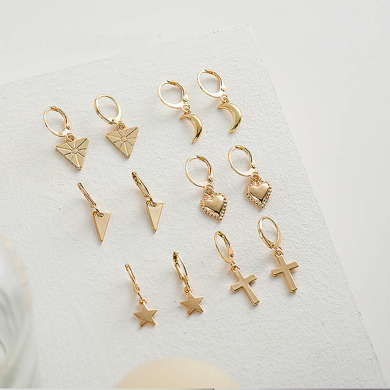 Geometric pattern alloy earrings