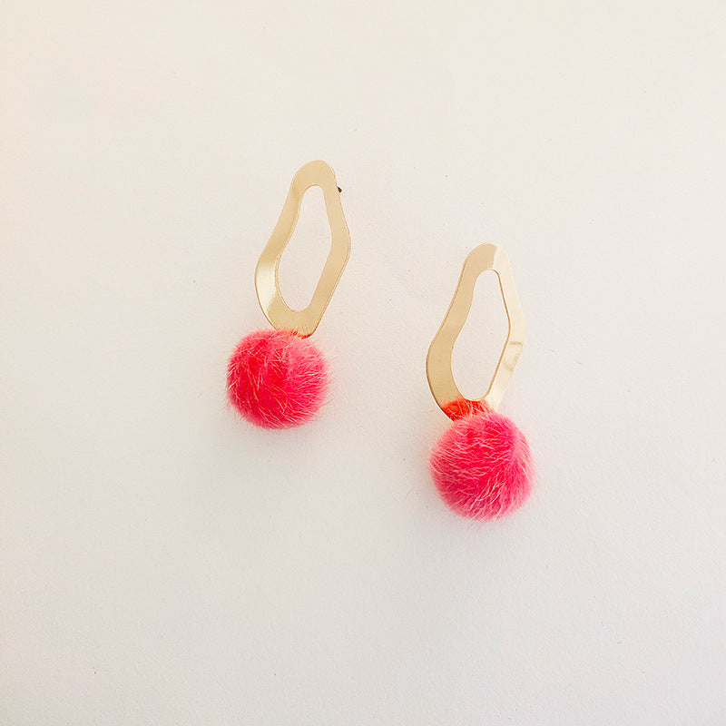 Personalized Color Long Hair Ball Earrings