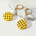 Round Checkered Earrings Temperament Pearl Earrings