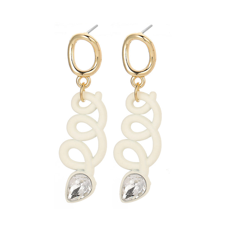 Personality Creative White Spray Paint Spring Drop Earrings Trend Acrylic Simple Natural Earrings