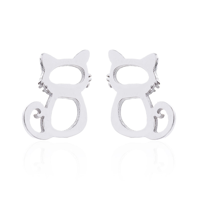 Fashionable Silver Simple Design Titanium Steel Stud Earrings