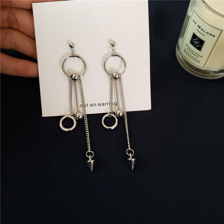 Ring Metal Ball Chain Rivet Earrings Earrings