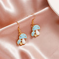 Color Drop Oil Small Mushroom Alloy Earrings