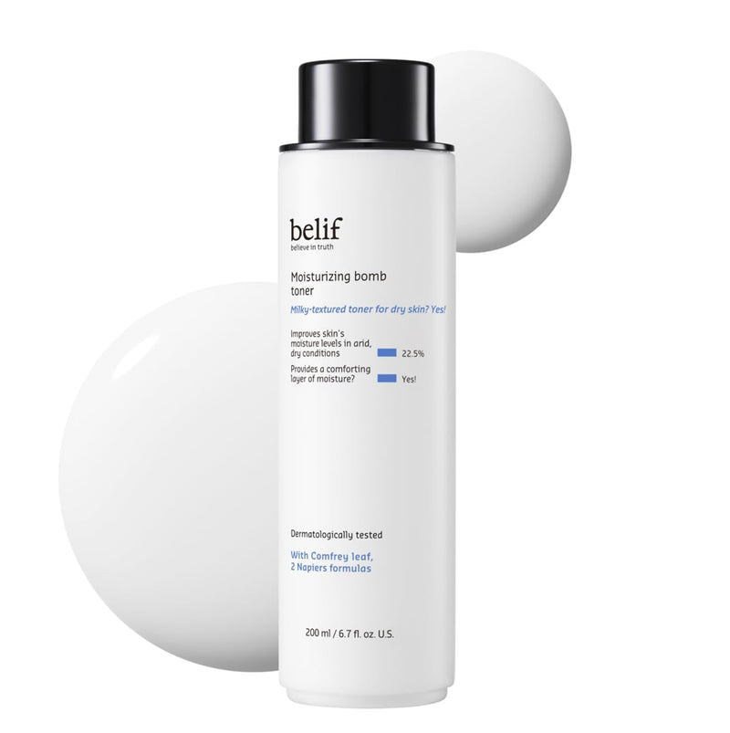 belif Moisturizing Bomb Hydrating Toner - Ceramide Milky Texture, Strengthens Skin Barrier, Soothing & Repair Serum Essence, Ultra-Hydrating 2-in-1 Toner & Moisturizer, Korean Skincare, 5.07 Fl Oz