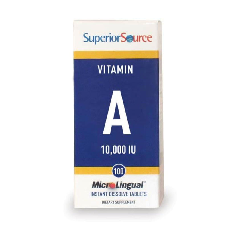 Superior Source Vitamin A 10,000 IU - Eye Care Supplement - Also Supports Immune, Skin & Bone Health - Non-GMO & Gluten-Free - 100 MicroLingual Tablets