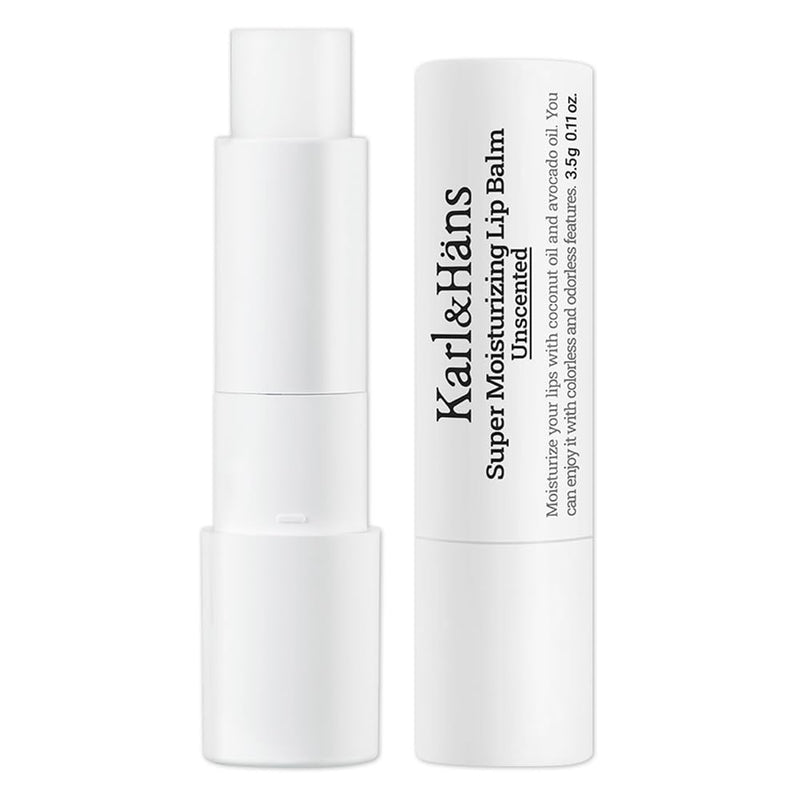 Karl&Hans Super Moisturizing Lip Balm - Unscented with Coconut & Avocado Oil for Lip Repair and Care, Soothes and Hydrates Dry Lips with Natural and Nourishing Formula - 1 Count