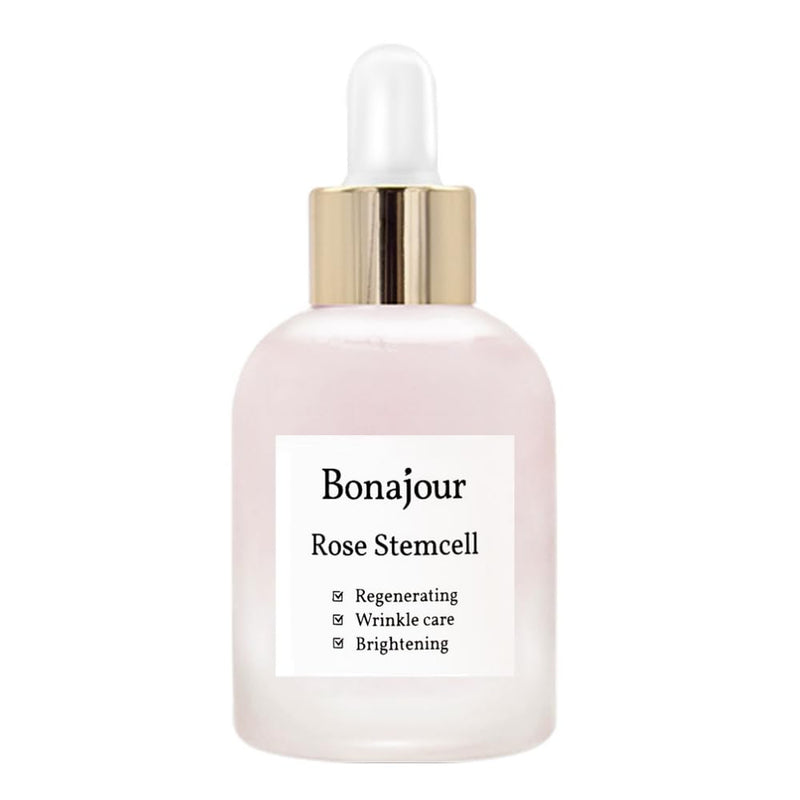 [BONAJOUR] Vegan beauty Rose Stem Cell Ampoule - Best Face Anti-Wrinkle & Aging, Brightening Care/Total Care Serum 1.0 Fl. Oz