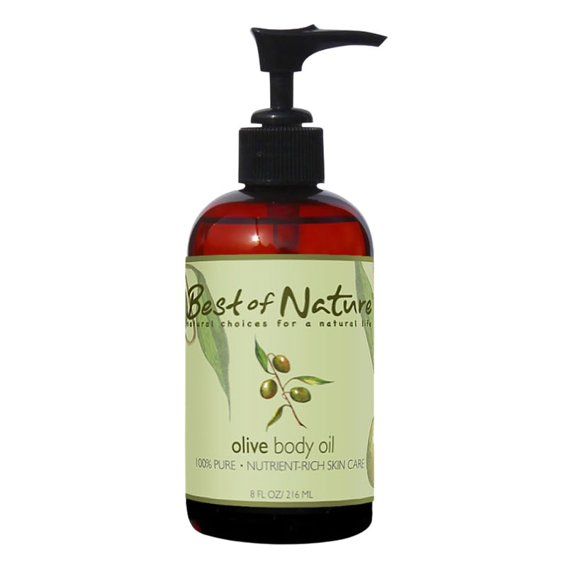 Best of Nature 100% Pure Olive Massage & Body Oil Cold Pressed, Natural & Unscented Moisturizer for Skin, Hair & Bath, 8 fl oz