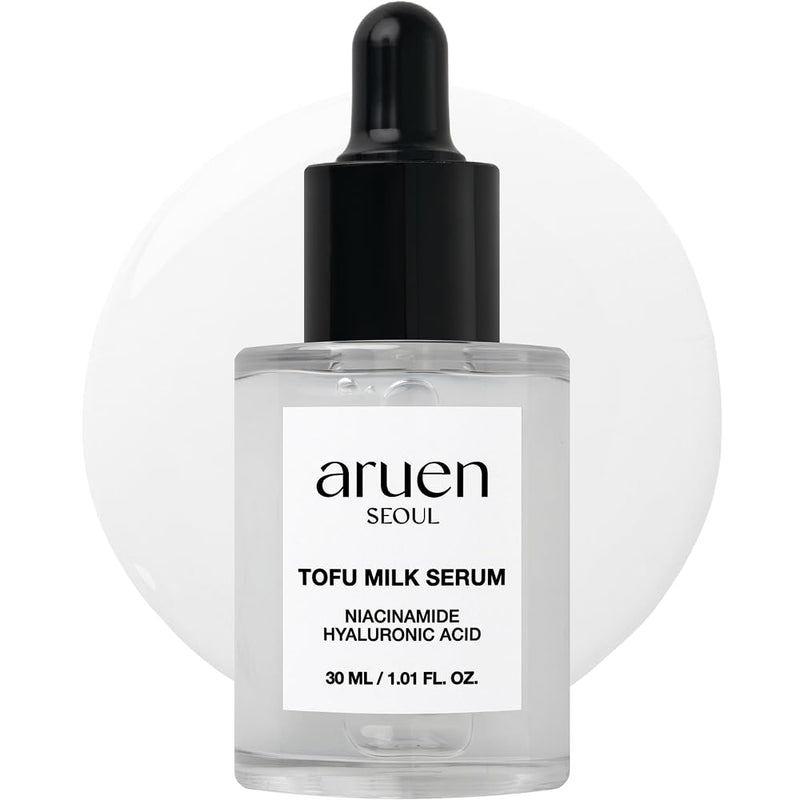 Bean Essence Tofu Milk Serum - 68% Fermented Soy Milk + Niacinamide + Hyaluronic Acid - Korean Glass Skin Hydrating Essence - Milky Lightweight Texture - Fragrance-Free & Vegan (1.01 fl.oz)