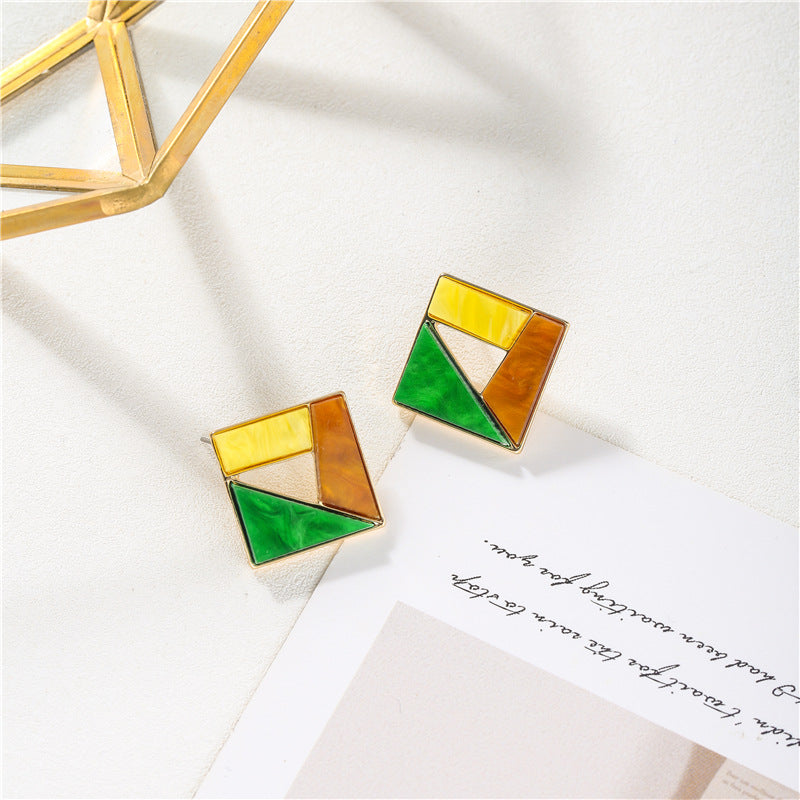 Contrast color personalized Square Earrings