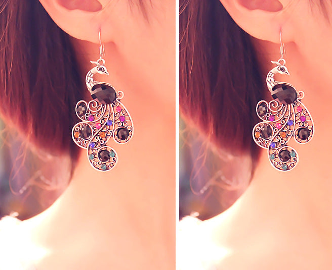 Peacock gem earrings