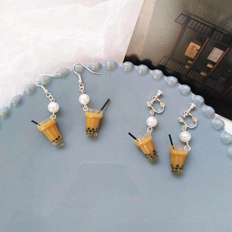 Milk tea earrings