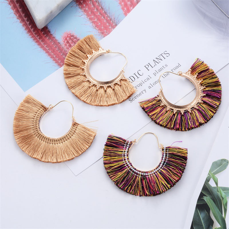 Creative Fan-shaped Earrings Selling Ethnic Style Exaggerated